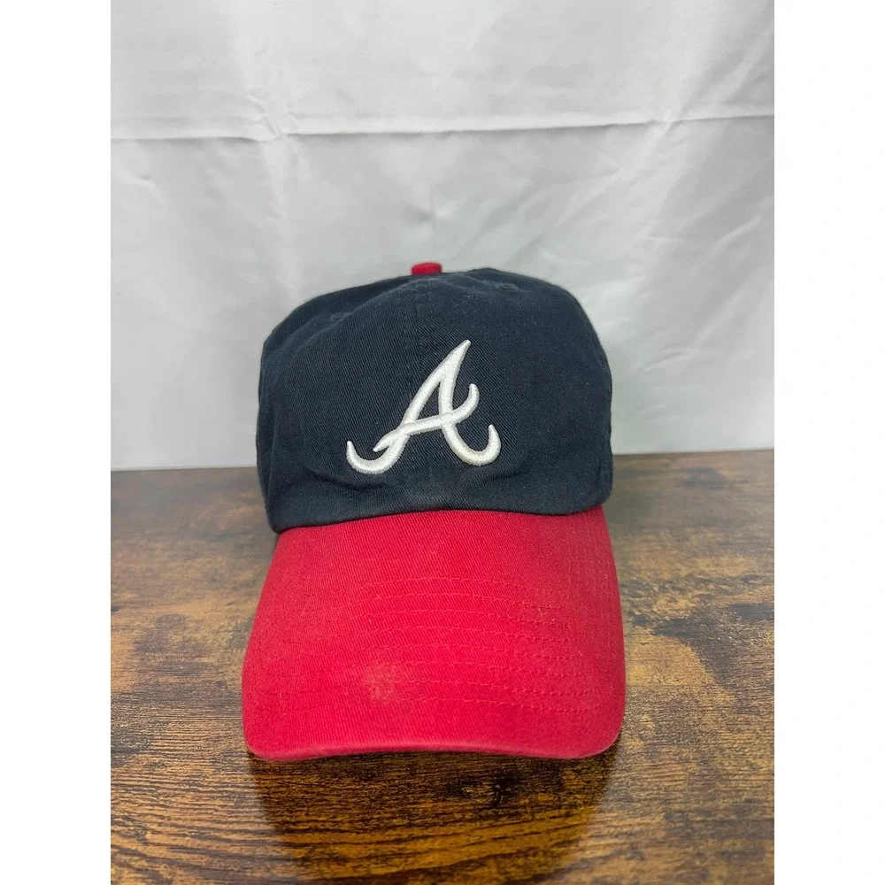 47 Brand Atlanta Braves MLB Baseball Hat Navy Blue Red Adjustable Strap Cap
